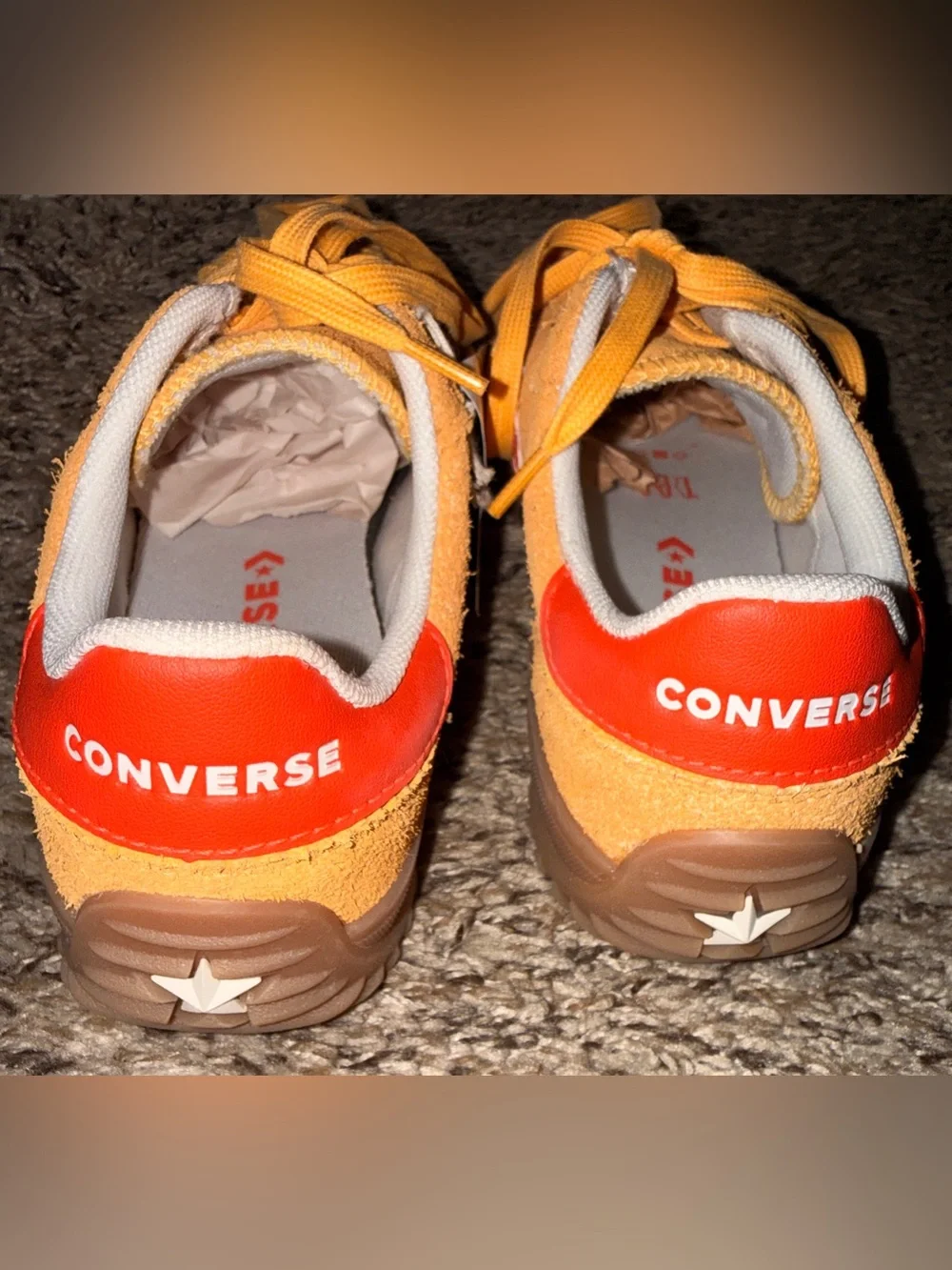 Converse Low-Top Suede Sneakers in Yellow with Coral Accents